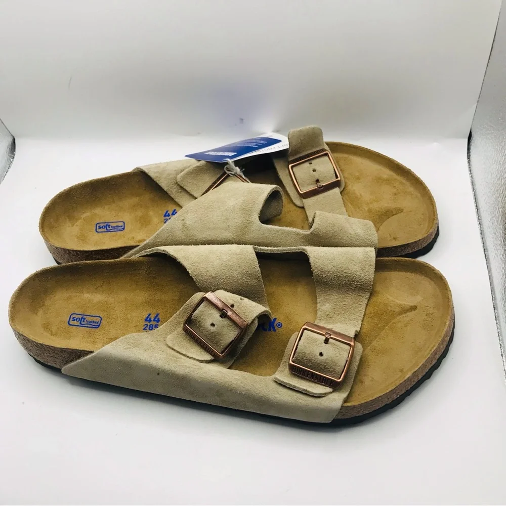 Birkenstock Men's Sandals Arizona Soft Footbed in Beige